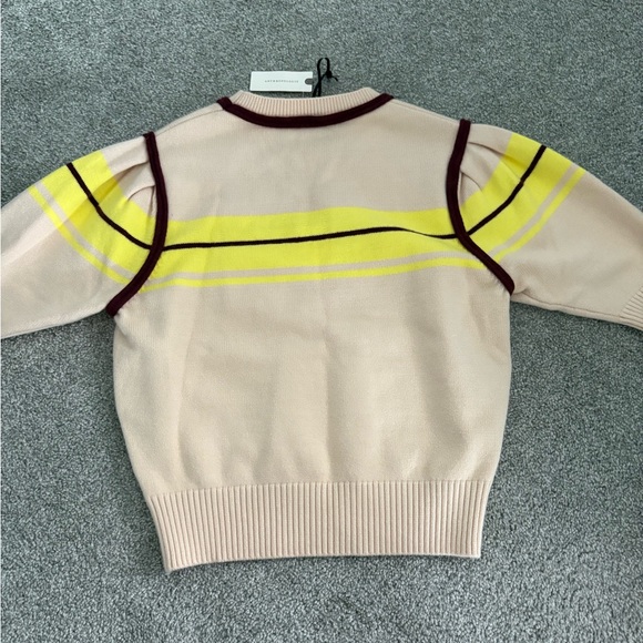 NWT English Factory Anthropologie Sweater Top Size L Ruffle Sleeve Stripe - Picture 4 of 5